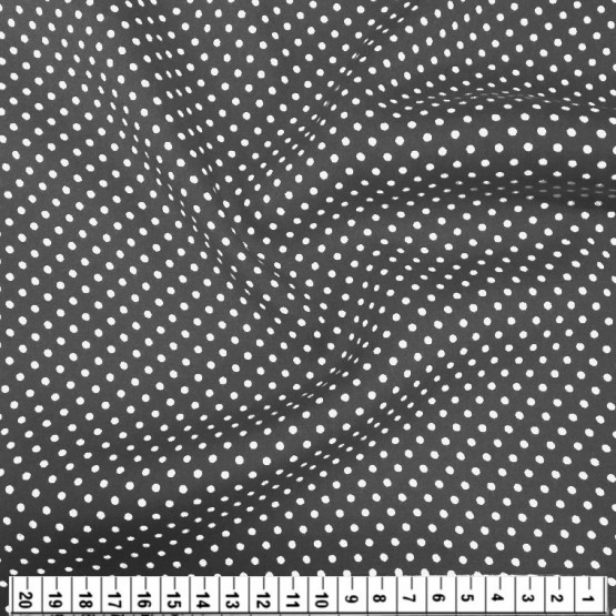 Tecido Viscose Estampa Poá Branco Fdo Preto Largura 140cm 100%Viscose 104gr/m2