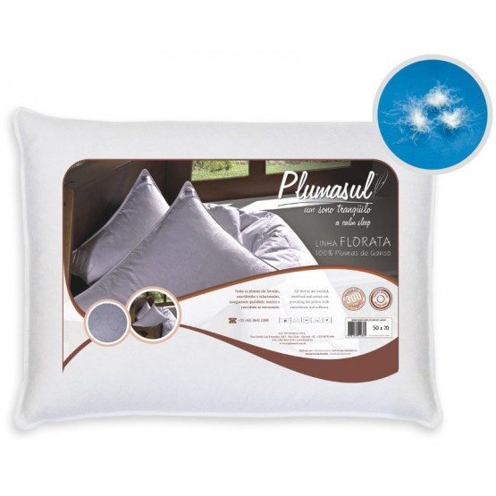 Travesseiro Plumasul com Plumas de Ganso 300 Fios Florata - Branco