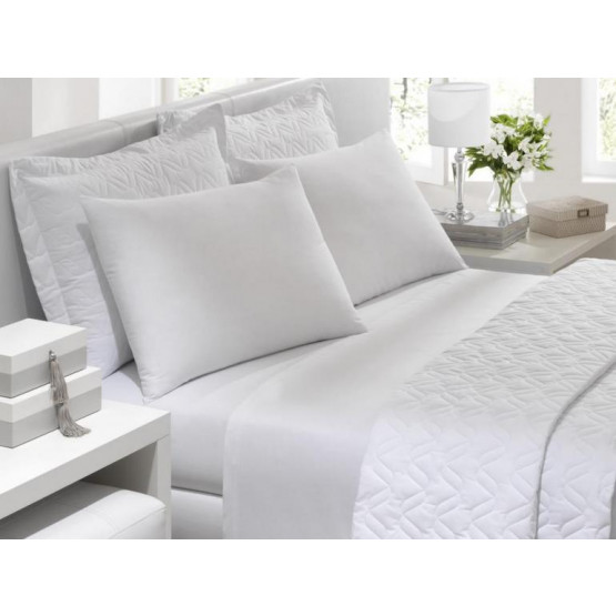 JOGO CAMA CASAL PERCAL 180Fios UNIQUE Liso Branco 140x190x30cm alt 100%ALGODÃO