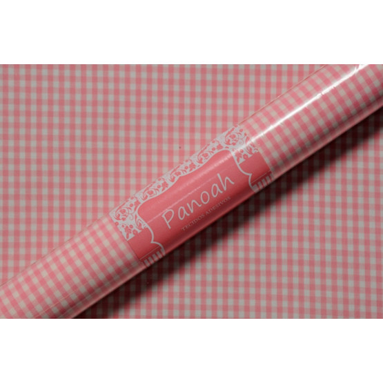 TECIDO ADESIVO Xadrez Grande Rosa Bebe 100%ALG 47cm x1,00cm