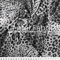 Tecido Malha Liganete Estampada Pele Leopardo Cinza Larg.160cm - 96%Poliéster/4%Elastano -Venda por Metro