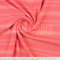 Tecido Malha Imperial Listrado Rosa Esc/Rosa CL Largura 150cm 97%Poliester 3%Elastano 