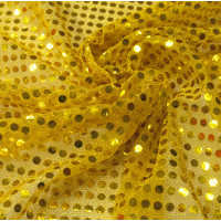 Tecido Paetê Laminado Dourado e fundo Amarelo 100% poliester Larg.100cm- Conserv 1-P/2-2/3-2/5-4/6-8