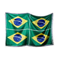 Tecido Cetim Bandeira do Brasil (Quadro 0,97cm x1,50mt ) c/4 Bandeiras -100%Poliester - Preço por Quadro - para cortar e costurar