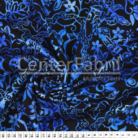 Tecido Tricolline Batik Original Azul com Preto Larg 110cm 100%Algodão Conserv 1-I/2-2/3-2/4-1/5-2/6-1
