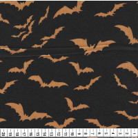 Tecido Cetim Estampado Halloween Morcego Larg. 1,47mt 100% Poliester 78gr/m2
