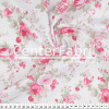 Tecido Tricoline Flores Rosas Fdo Branco Larg 147cm 100% Algodão 120gr/m2 Preço por Metro - 1