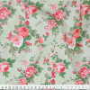 Tecido Tricoline Estampa Floral Rosa Fundo Verde Larg 1,47mt 100% algodão Preço por Metro - 1