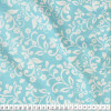 Tecido Tricoline Estampa Arabesco Floral Cru Fundo Azul Larg 1,47mt 100% algodão Preço por Metro - 1