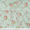 Tecido Tricoline Estampa Floral Rosa Fundo Verde Larg 1,47mt 100% algodão Preço por Metro - 1