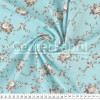 Tecido Tricoline Estampa Floral Rosa Miuda Fundo Azul Larg 1,47mt 100% algodão Preço por Metro - 120gr/m² - 1
