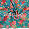 Tecido Tricoline estampa Floral Médio Vermelho Fdo Vde Larg 147cm 100% Algodão 120gr/m2 Preço por Metro - 1