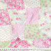 Tecido Tricoline Fancy Estampa Patchwork rosa e verde fdo bco Larg, 147cm 100%Algodão - 1