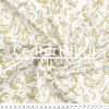 Tecido Tricoline Misto Estampado Arabesco Dourado Fdo Branco Larg150cm 66%Poliester 34%Algodão 112gr/m2 - 1