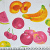 Tricoline estampada frutas rosas vermelhas amarelas fundo branco 100%algodão - 1