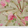 Tecido Tricoline Estampa Bouquet Rosa rosa Fdo Bge Larg.150cm 100%Algodão. Conserv1-I/2-2/3-2/5-3/6-2 - 1