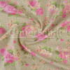 Tecido Tricoline Estampa Composê Bouquet Rosa cor rosa  Fdo Bege Larg.150cm 100%Algodão. Conserv1-I/2-2/3-2/5-3/6-2 - 1
