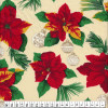 Tecido Tricoline Natal Flores - Bico de Papagaio - Fundo Marfim Lg150cm 100% algodão de R$ 26,90 por - 1
