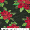 Tecido Tricoline Natal Flores - Bico de Papagaio - Fundo Verde Lg.150cm 100%algodão Preço por Metro - 1