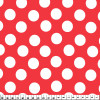 Tecido Cetim Estampado Bola Branca e Fundo Vermelho Larg. 1,47mt 100% Poliester 78gr/m2 - 1
