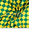 Tecido Cetim estampado Losango Verde e Amarelo 5cm  Larg. 1,47mt 100% Poliester 78gr/m2 - 1