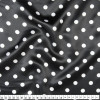 Tecido Cetim Estampado Bola Branca peq Fundo Preto Larg. 1,47mt 100% Poliester 78gr/m2 - 1