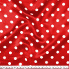 Tecido Cetim Estampado Bola Branca peq Fundo Vermelho Fantasia Minnie Larg. 1,47mt 100% Poliester 78gr/m2 - 1