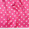 Tecido Cetim Estampado Bola Branca peq Fundo Rosa Larg. 1,47mt 100% Poliester 78gr/m2 - 1
