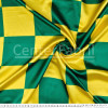 Tecido Cetim estampado Quadrado Verde e Amarelo 10cm Larg. 1,47mt 100% Poliester 78gr/m2 - 1