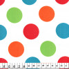 Tecido Cetim Estampado Bolas Multicor G Fundo Branco Larg. 1,47mt 100% Poliester 78gr/m2 - 1