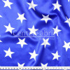 Tecido Cetim Estampado Estrela Branca e Fundo Azul Royal Fantasia Mulher Maravilha Larg. 1,47mt 100% Poliester 78gr/m2 - 1