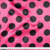 Tecido Cetim Estampado Bola Preta Média e Fundo Rosa Larg. 1,47mt 100% Poliester 78gr/m2 - 1