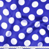 Tecido Cetim Estampado Bola Branca Média e Fundo Azul Royal Larg. 1,47mt 100% Poliester 78gr/m2 - 1
