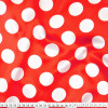 Tecido Cetim Estampado Bola Branca Média e Fundo Vermelho Minnie Larg. 1,47mt 100% Poliester 78gr/m2 - 1