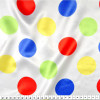 Tecido Cetim Estampado Bola Grande Colorida Fundo Branco Larg. 1,47mt 100% Poliester 78gr/m2 - 1
