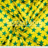 Tecido Cetim estampado Estrelas Verde e Amarelo Larg. 1,47mt 100% Poliester 78gr/m2 - 1