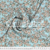 Tecido Crepe Bubble Milayde Estampado Flor Rosa Fdo Azul Larg 145cm 97%Poliester.3%Elastano. Conserv1-H/2-2/3-3/5-3/6-1  - 1