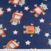 Tecido Soft  Estamp Largura 160cm 100%Poliester Robô Laranja Fdo Azul - Preço por metro - 1