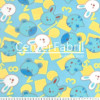 Tecido Soft Fleece Estampado Urso, Coelho e Gato Fdo Azul  Larg 1,60mt 100%Poliester - Preço por metro.Conserv1-N/2-2/3-2/5-3/6-1 - 1