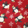 Tecido Soft Fleece Estampado Pinguim Fundo Vermelho Larg 1,60mt 100%Poliester - Preço por metro - 1