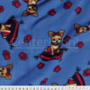 Tecido Soft Fleece Estampado Cachorrinha na Almofada Fdo Azul Lg 1,60mt 100%Poliester -Preço por metro.promo de $27,90 por - 1