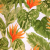 Tecido Aquatec Veneza - estampado Folhagens Verdes e Laranja Larg 1,40mt 68%Algodao/32%Poliester - 1