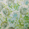 Tecido Lonita Linho Misto Estampa Digital Floral Verde, Turquesa e Fundo azul cl Larg 140cm 55%Algodão.22,5%Linho.13,5%Viscose.9%Poliester - 1
