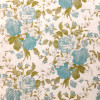Tecido Lonita Linho Misto Estampa Digital Floral Gde Turquesa, Verde fundo linho natural  Larg 140cm 55%Algodão.22,5%Linho.13,5%Viscose.9%Poliester - 1