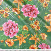 Chitão Estampado Plastificado Verde Flor Rosa e Laranja - Tecido Base 100% algodão/Superior 100% PVC Lg135cm - 1