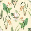 Tecido Acquablock impermeável estampado Botanical Bege Larg 1,40mt 72%Algodao/28%Poliester.Conserv1-P/2-2/3-3/5-2/6-8 - 1