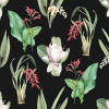 Tecido Acquablock impermeável estampado Botanical Preto Larg 1,40mt 72%Algodao/28%Poliester.Conserv1-P/2-2/3-3/5-2/6-8 - 1
