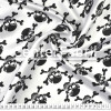 Tecido Cetim estampado Caveira Preta Fundo Branco Larg. 1,47mt 100% Poliester - 1