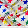 Tecido Cetim estampado Estrelas Coloridas Fdo Bco Larg. 1,47mt 100% Poliester 78gr/m2 - 1