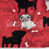 Tecido Soft Fleece Estampado Dog Fdo Vermelho Lg 1,60mt 100%Poliester - Preço por metro.promo de $27,90 por - 1